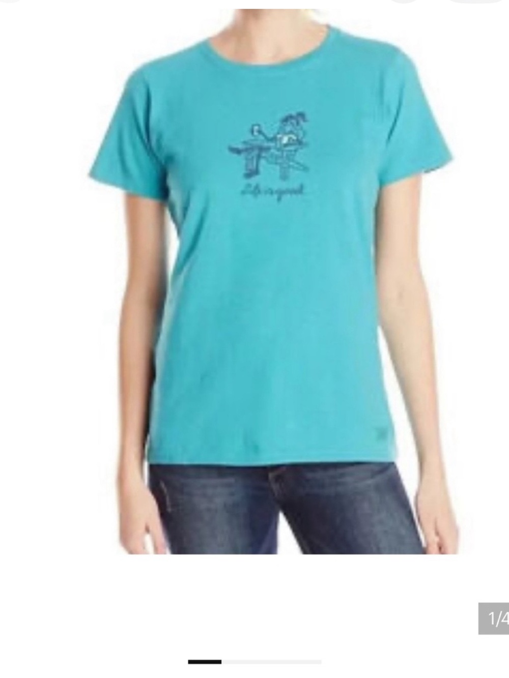 Life Is Good Women's Teal V-Neck Graphic Tee